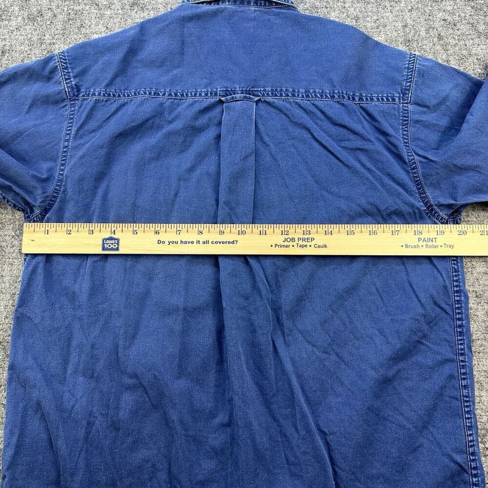 Vintage 90s Looney Tunes Shirt Men XS Blue Chambray Tweety Warner Bros Studio - Picture 11 of 14